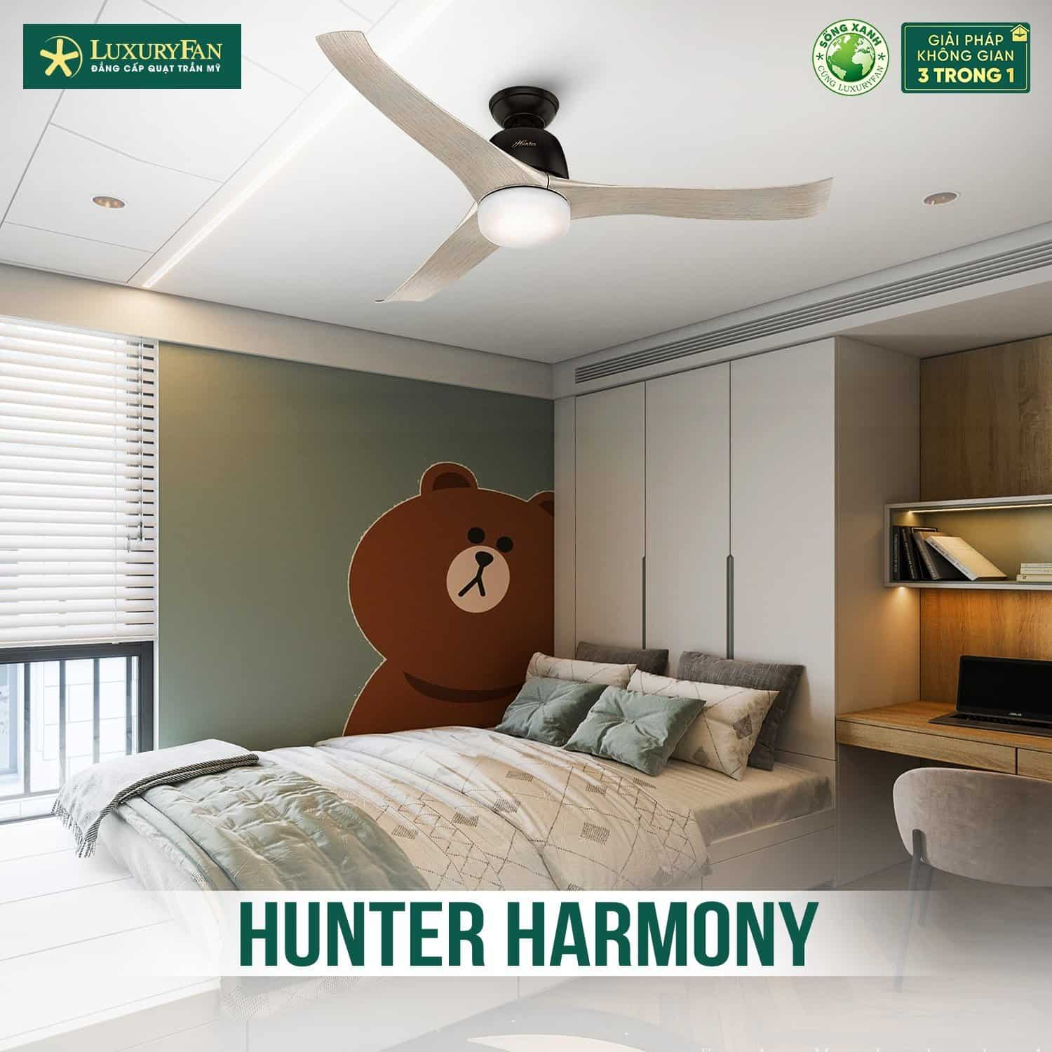 Lắp quạt trần thạch cao Hunter Harmony độc đáo