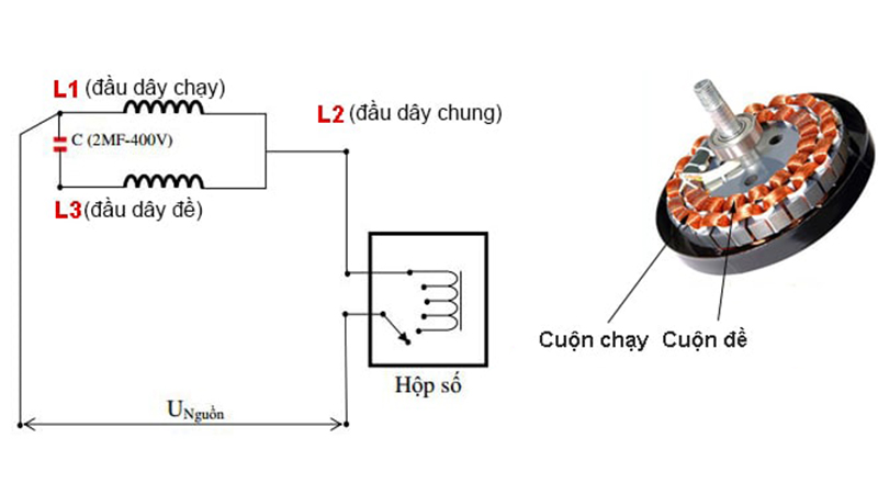 Sơ đồ cách đấu quạt trần cơ bản