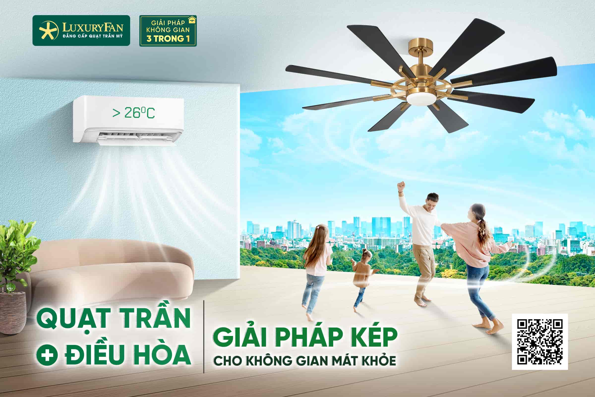 Quạt trần + Điều hòa – Giải pháp kép cho không gian mát khỏe