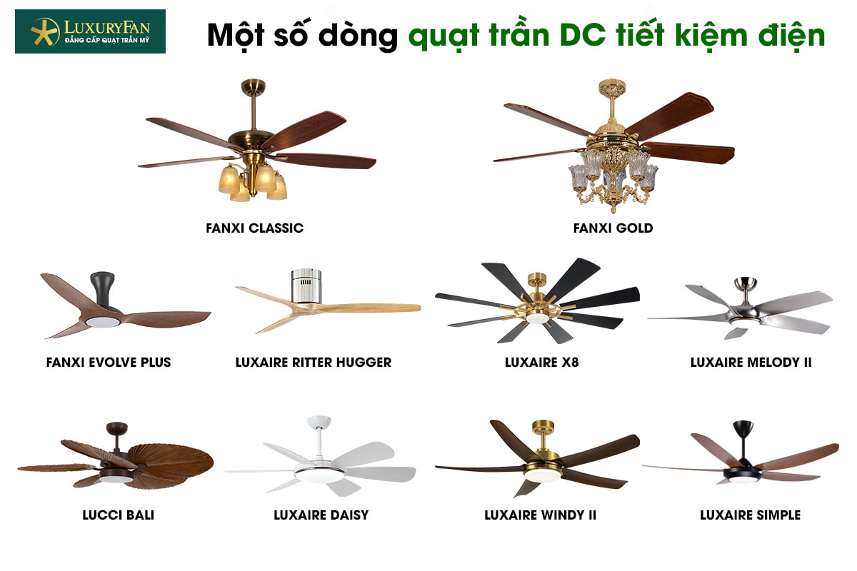 10+ mẫu quạt trần động cơ DC tiết kiệm điện tại LuxuryFan