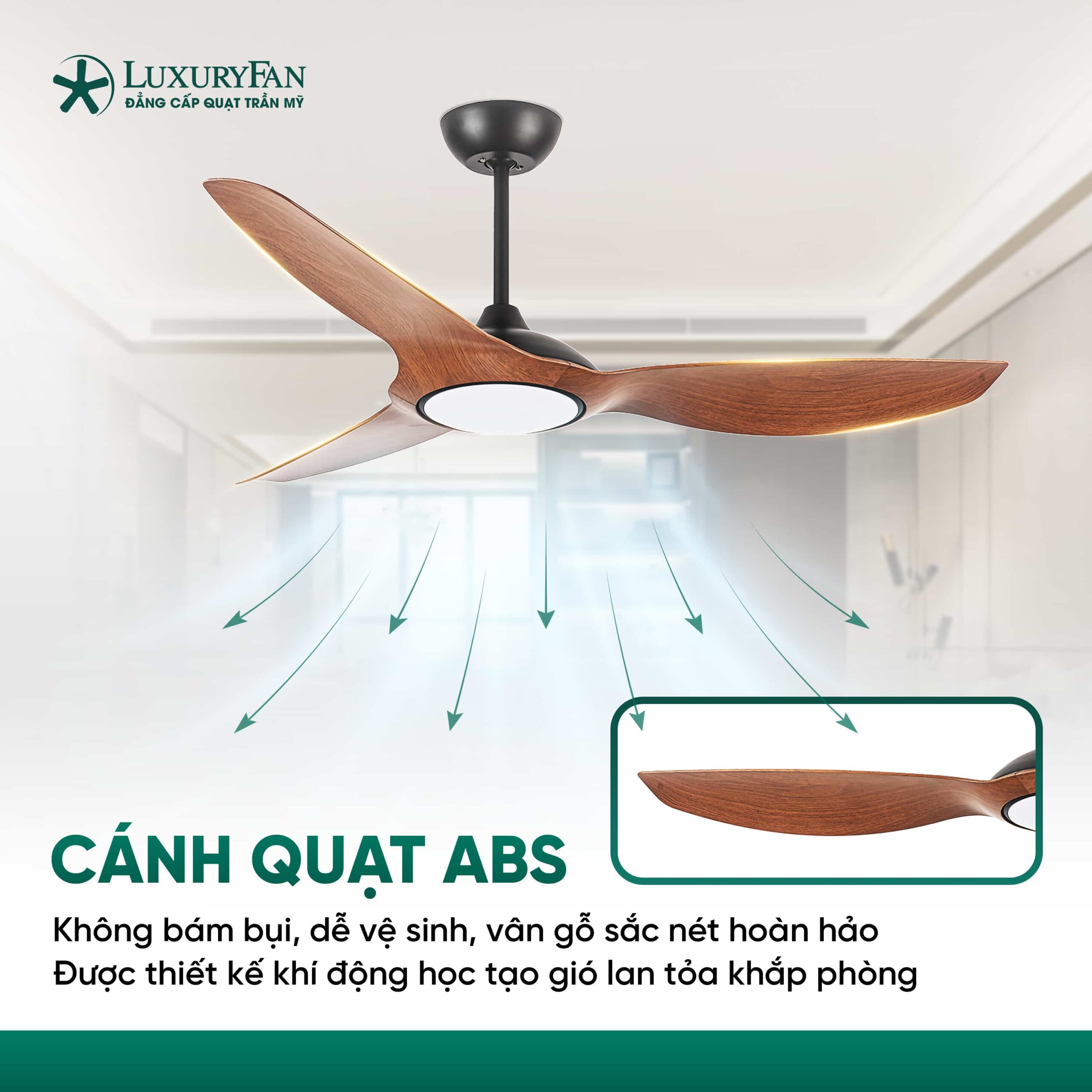 Cánh quạt ABS cao cấp, thiết kế khí động học