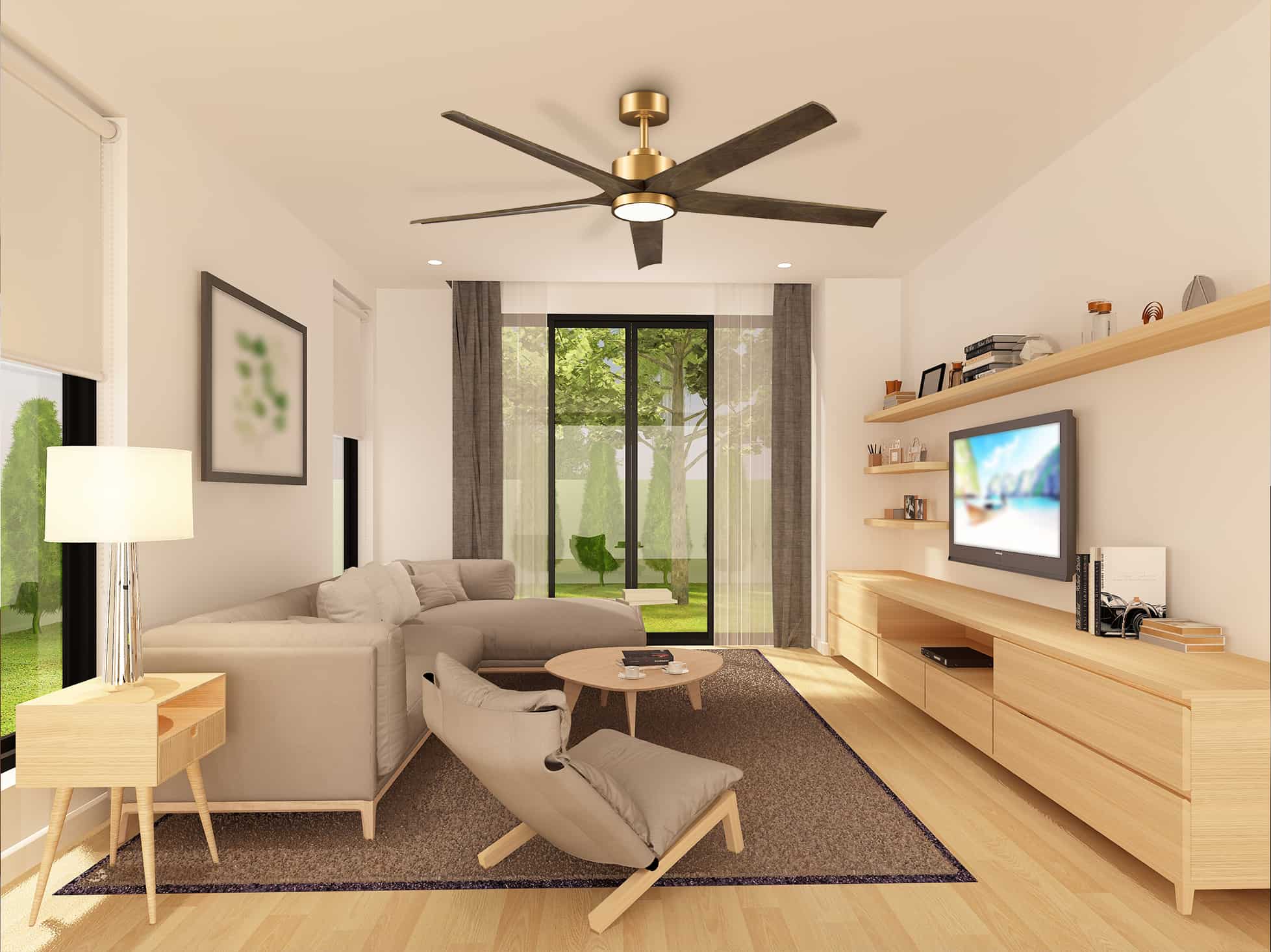 Quạt trần Fanxi Wood màu đồng