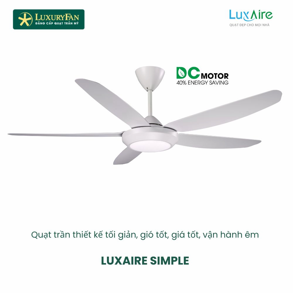 Quạt trần LuxAire Simple LED WH
