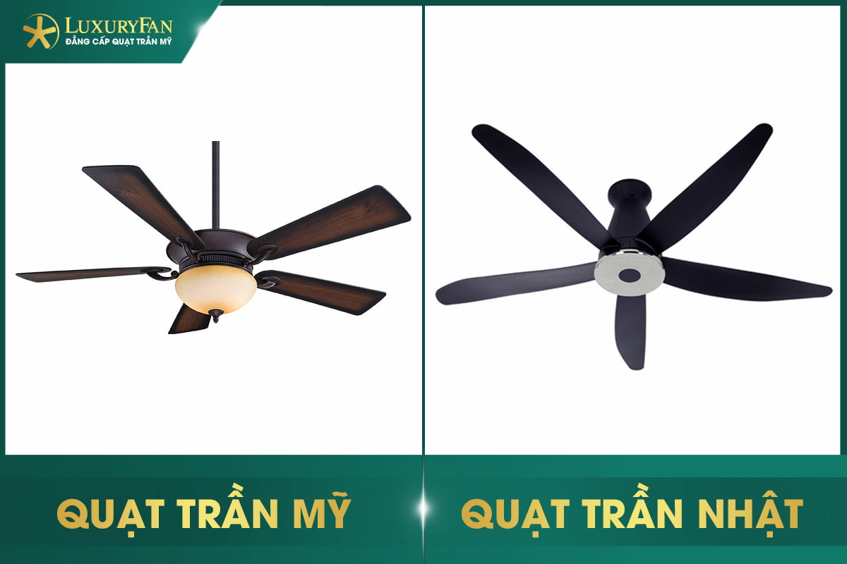 So sánh thiết kế quạt trần Mỹ và quạt trần Nhật