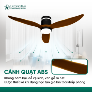 Cánh quạt ABS cao cấp, không bám bụi, dễ vệ sinh