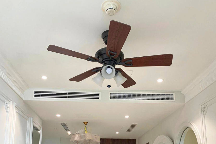 Quạt trần 5 cánh gỗ có đèn - Giải pháp tối ưu không gian 3 trong 1